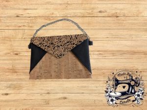 pochette-mariage-liege-fleur-noir-anse-main Pochette Mariage liège