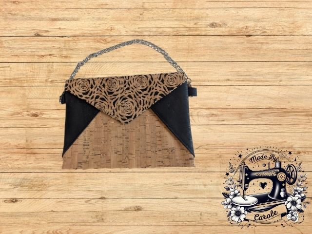 pochette-mariage-liege-fleur-noir-anse-main Pochette Mariage liège
