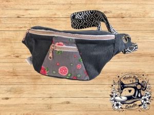 sac-banane-gris-fleur-rose Sac banane